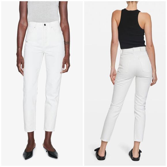 Anine Bing Sonya High Waist Slim Straight Jeans Off White - Picture 1 of 11